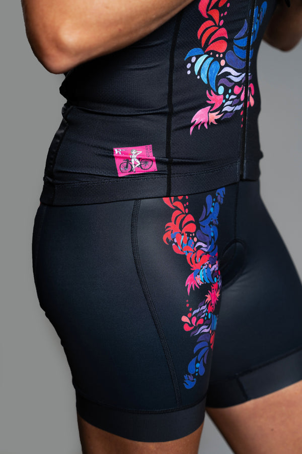 Black Flower Tri Short