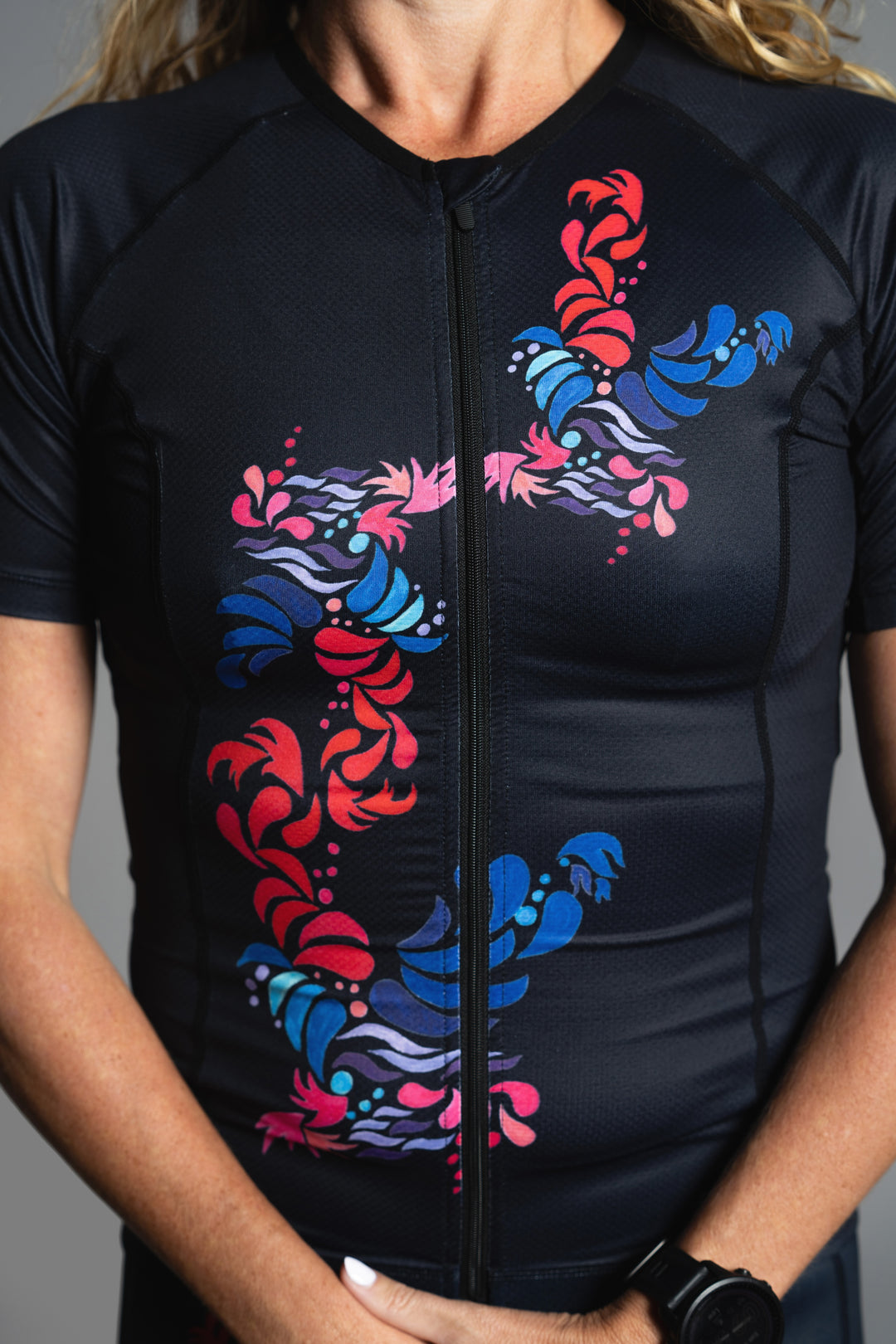 Black Flower Tri Top