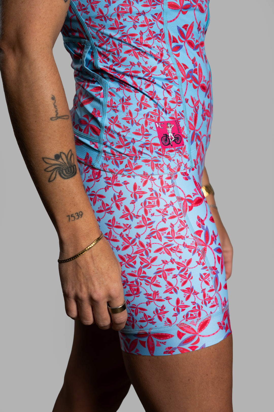 Blue Flower Tri Shorts