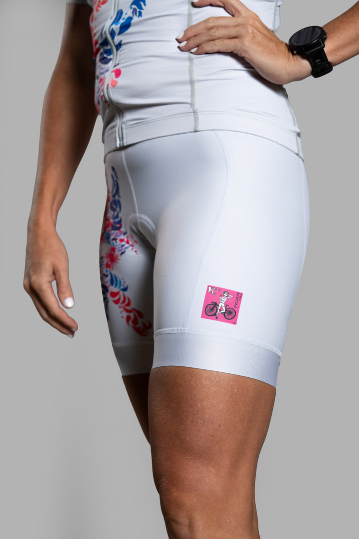 White Flower Tri Shorts