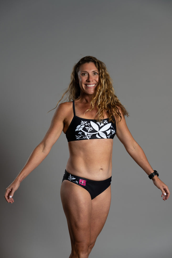Black Flowers Bikini Top — Rebel Endurance